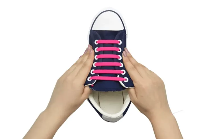Good-Bye Tie Silicone Shoelaces, Rainbow 16 pc