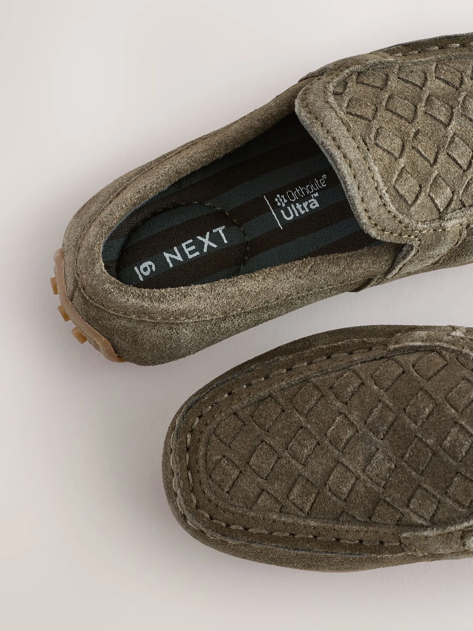 Green Standard Fit (F) Suede Slip-Ons Loafers Shoes