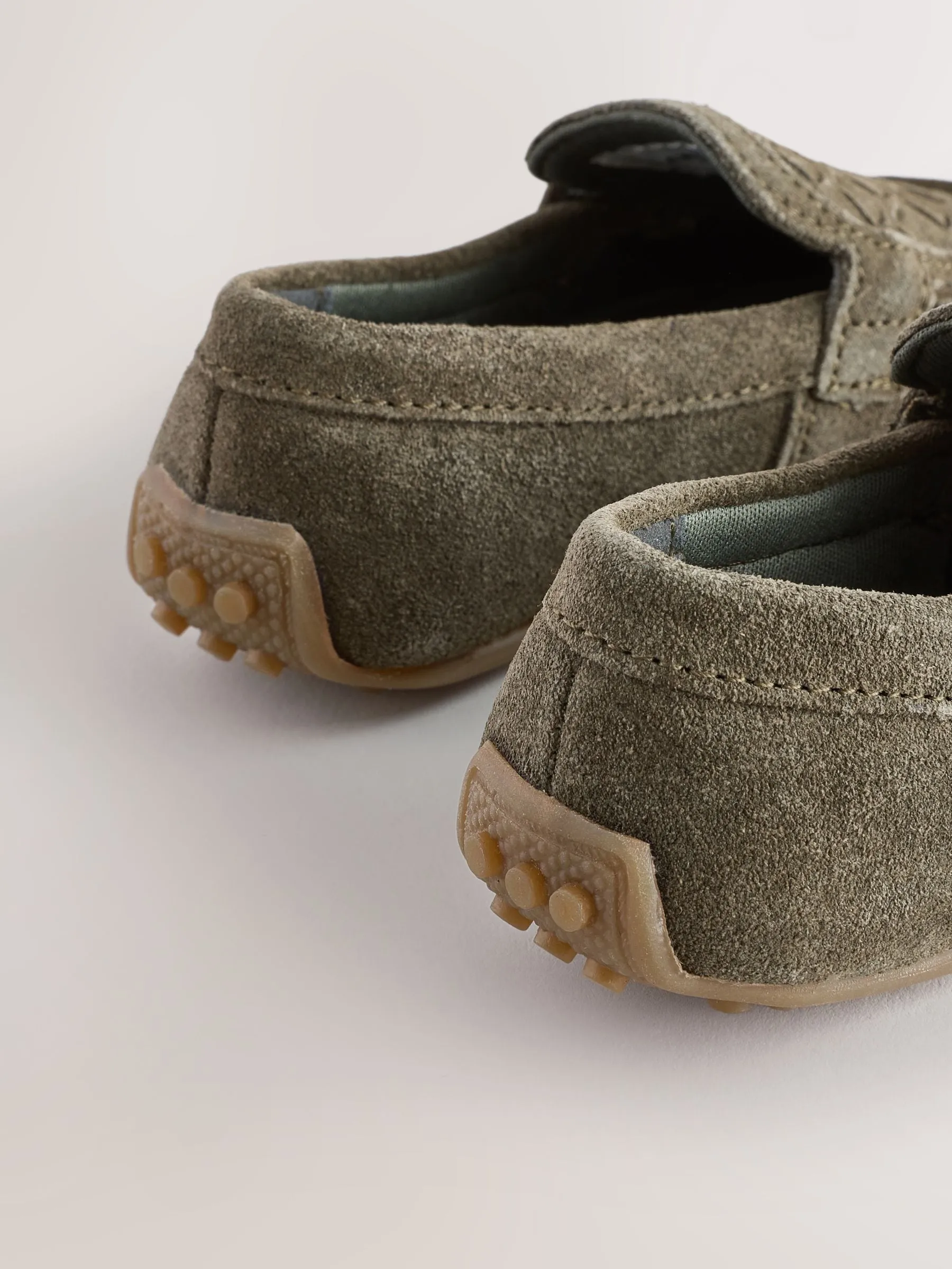 Green Standard Fit (F) Suede Slip-Ons Loafers Shoes