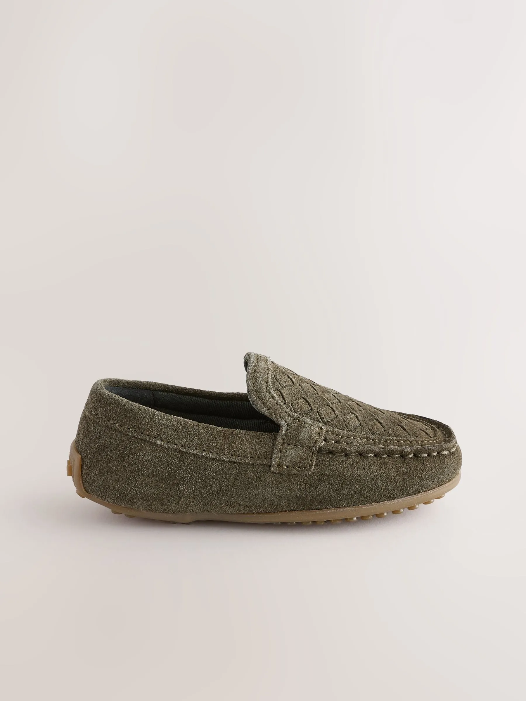 Green Standard Fit (F) Suede Slip-Ons Loafers Shoes