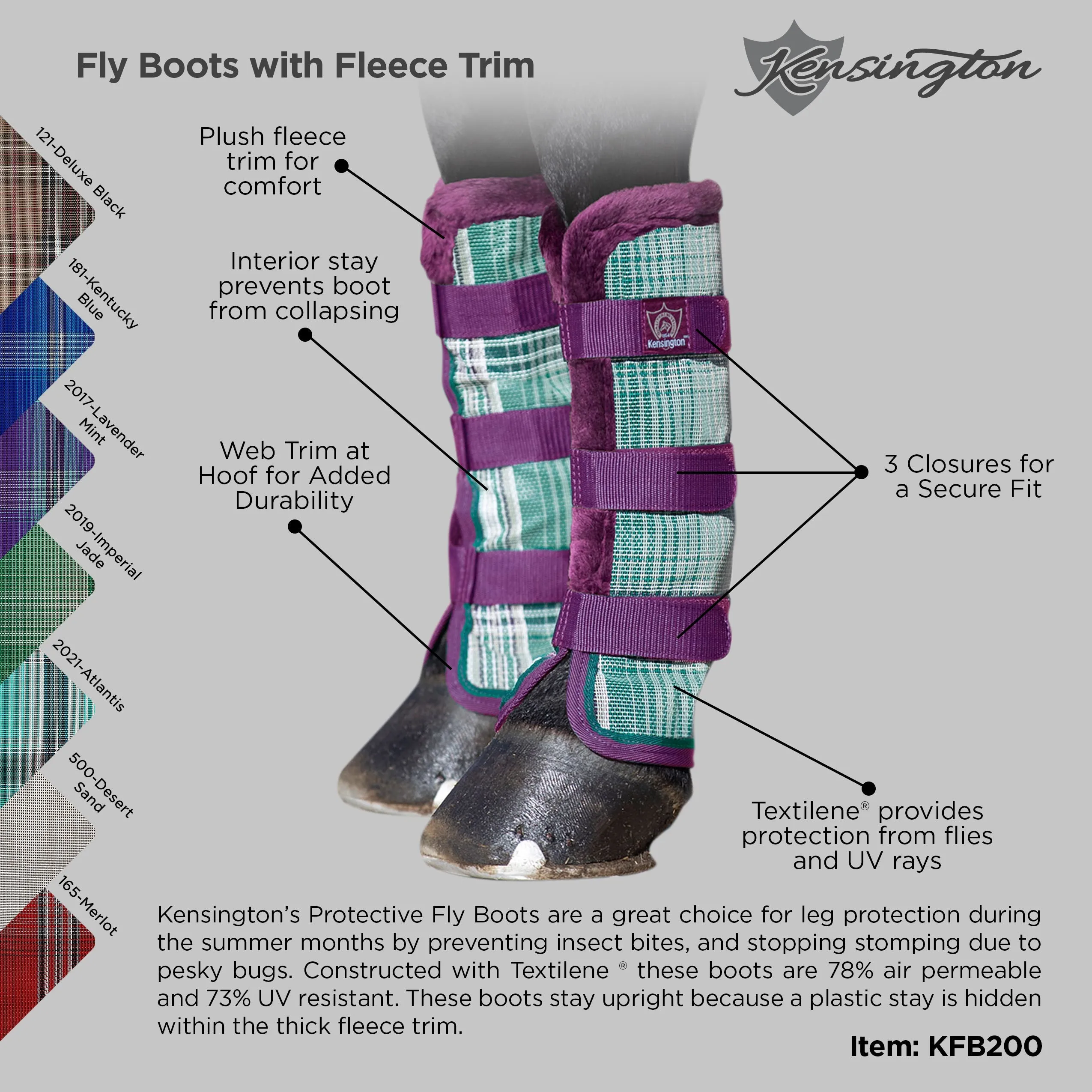 Horse Fly Boots with Fleece - Pair