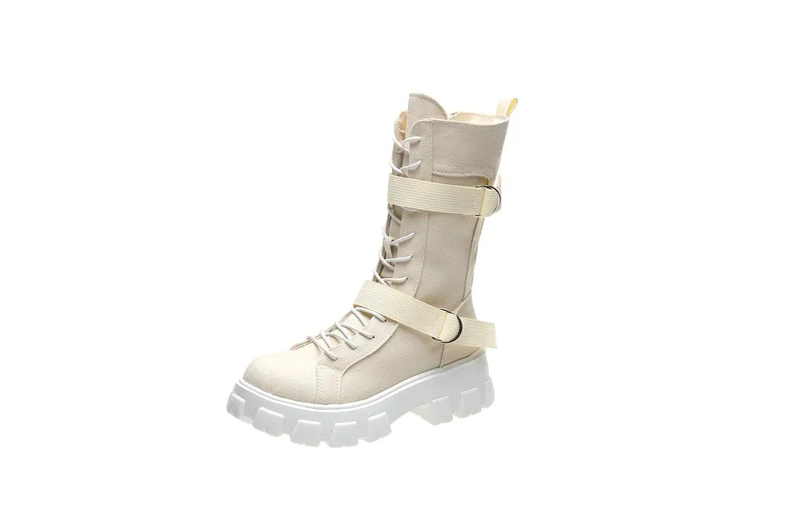 kamames female British style 2021 new autumn and winter plus velvet black tide lace motorcycle short boots women shoes