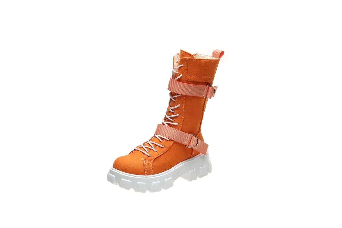 kamames female British style 2021 new autumn and winter plus velvet black tide lace motorcycle short boots women shoes