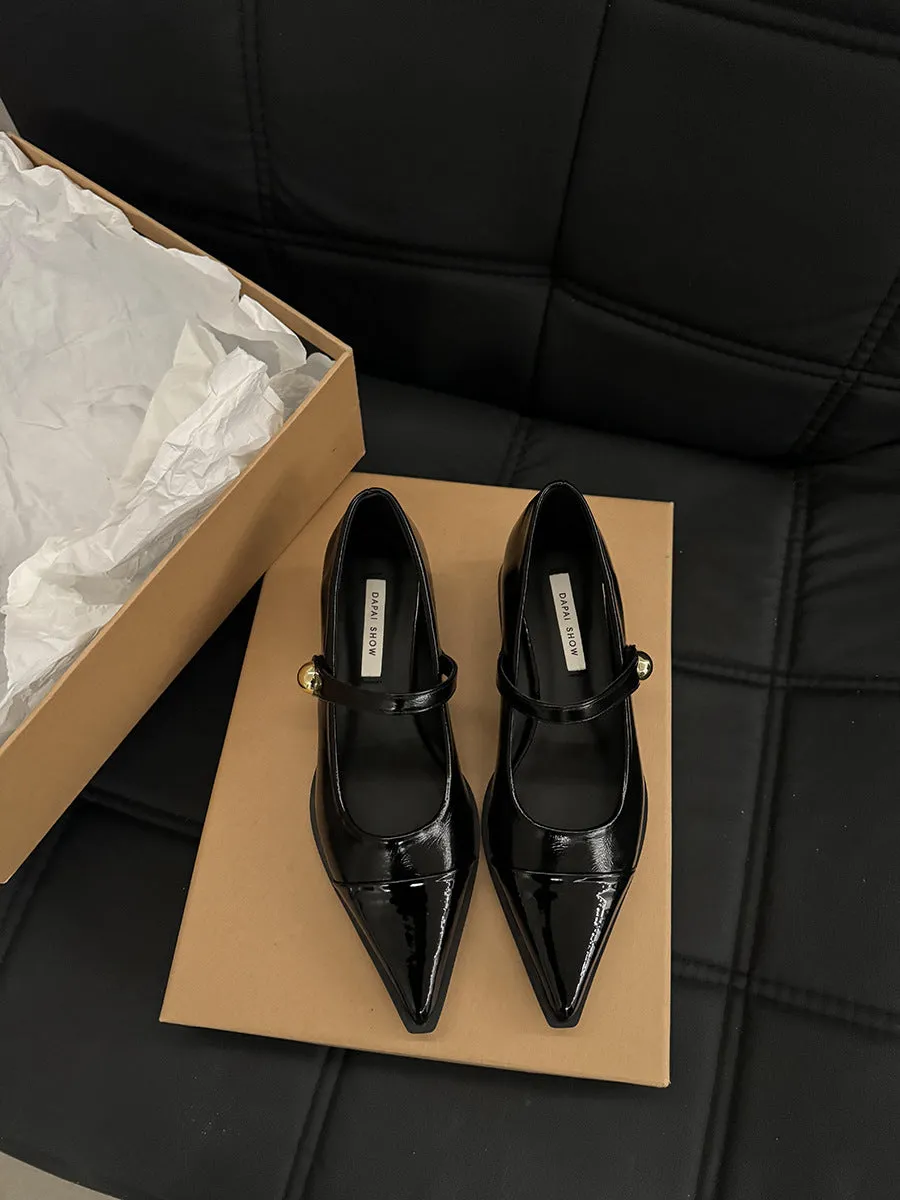 kamames Heels Retro Mary Shoes, High Heels, Women's Shoes, Black Shoes, Autumn And Winter Korean Version Of Sensitive Shoes, Small Leather Shoes.