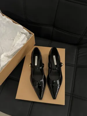 kamames Heels Retro Mary Shoes, High Heels, Women's Shoes, Black Shoes, Autumn And Winter Korean Version Of Sensitive Shoes, Small Leather Shoes.