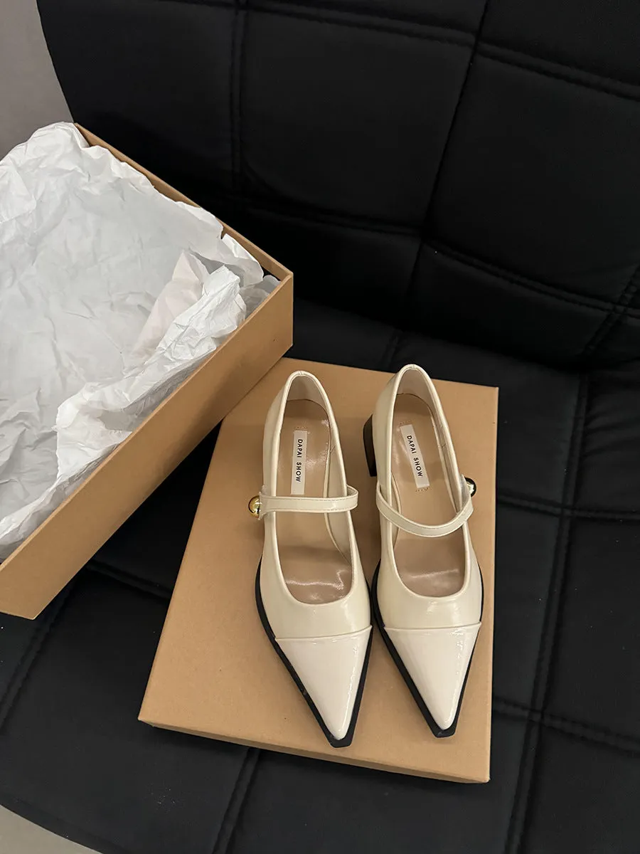 kamames Heels Retro Mary Shoes, High Heels, Women's Shoes, Black Shoes, Autumn And Winter Korean Version Of Sensitive Shoes, Small Leather Shoes.