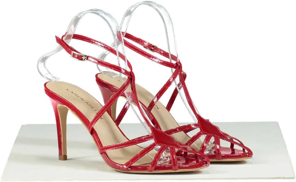 Karen Millen Red Strappy Patent Heels UK 5
