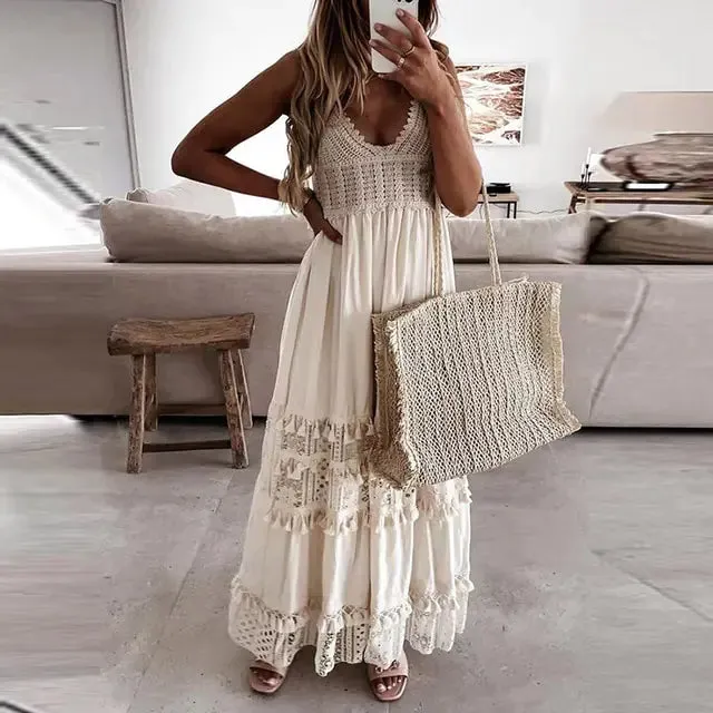 Lace Elegance Summer Maxi Dress