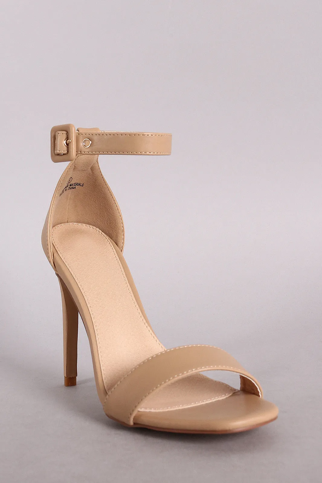 Liliana Vegan Leather Square Toe Basic Duo Strap Stiletto Heel