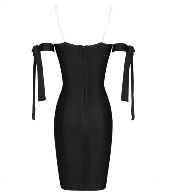 LOANNA PEARL DETAILS BLACK MIDI DRESS
