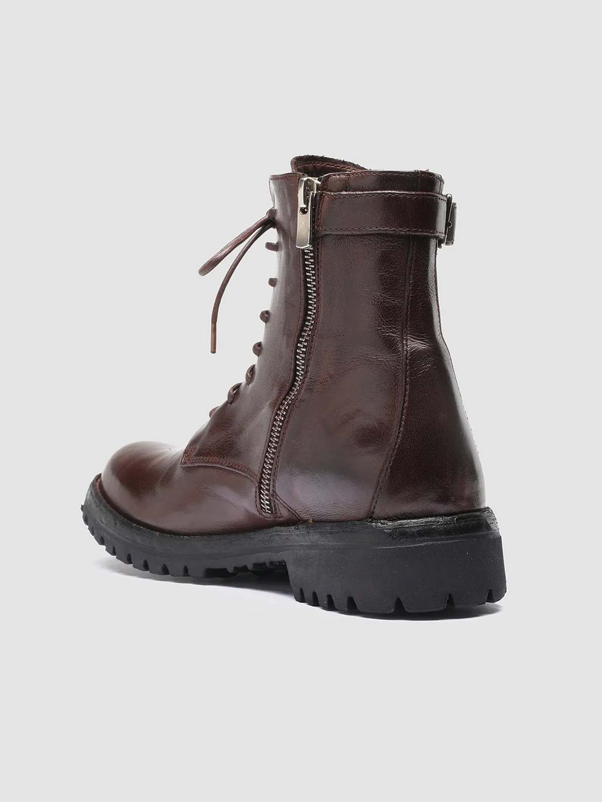 LORAINE 001 - Brown Leather Lace Up Boots