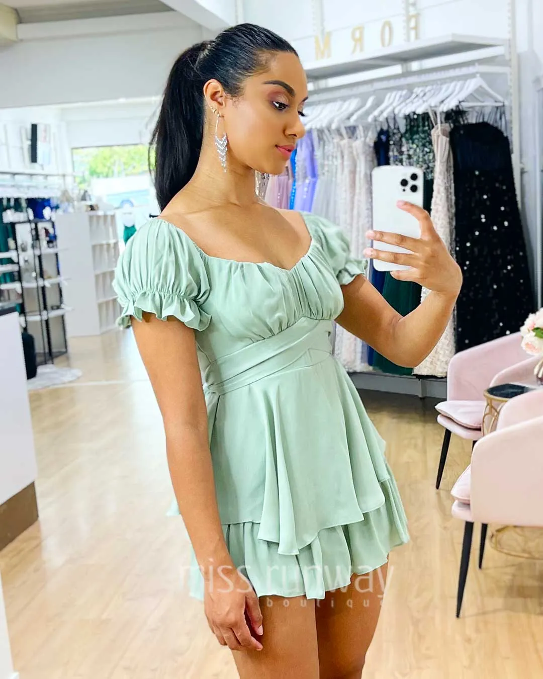 Masie Playsuit - Pistachio Green