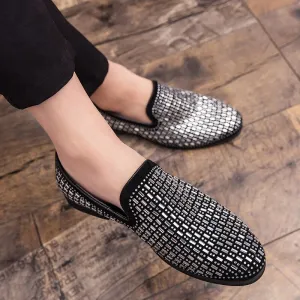 New Black Rhinestone Men Dress Shoes