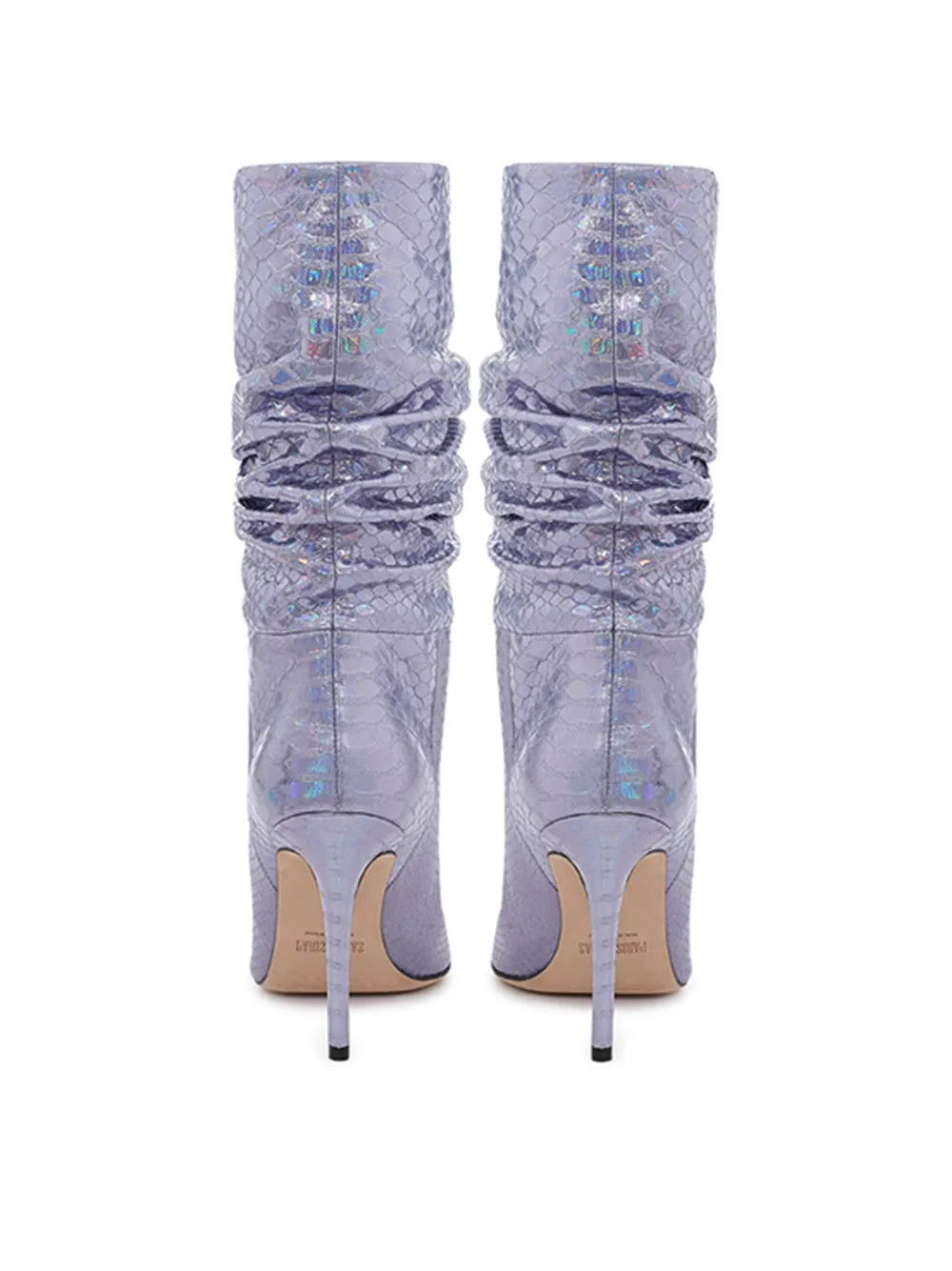 Paris Texas Lilac Reptile Print Leather Ankle Boot