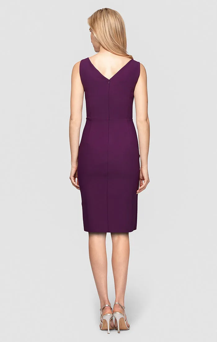 Petite Side Ruched Compression Collection Dress with Surplice Neckline & Beaded Detail at Hip