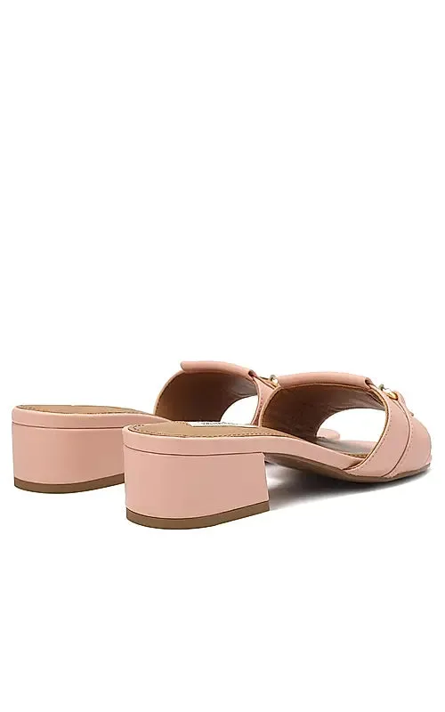 Pink Block Heels With Buckle