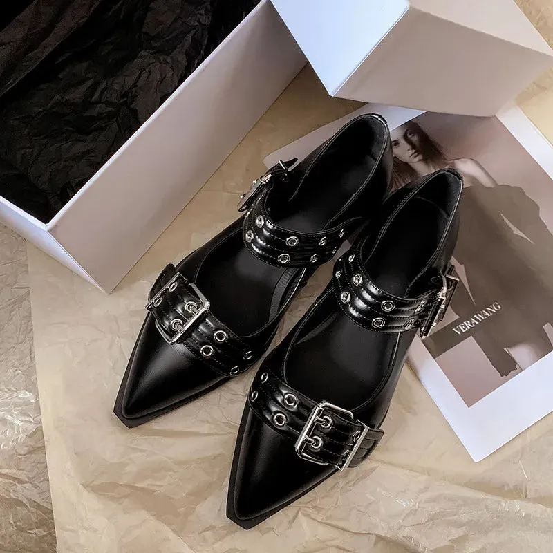 Point Toe Buckle Slip-Ons