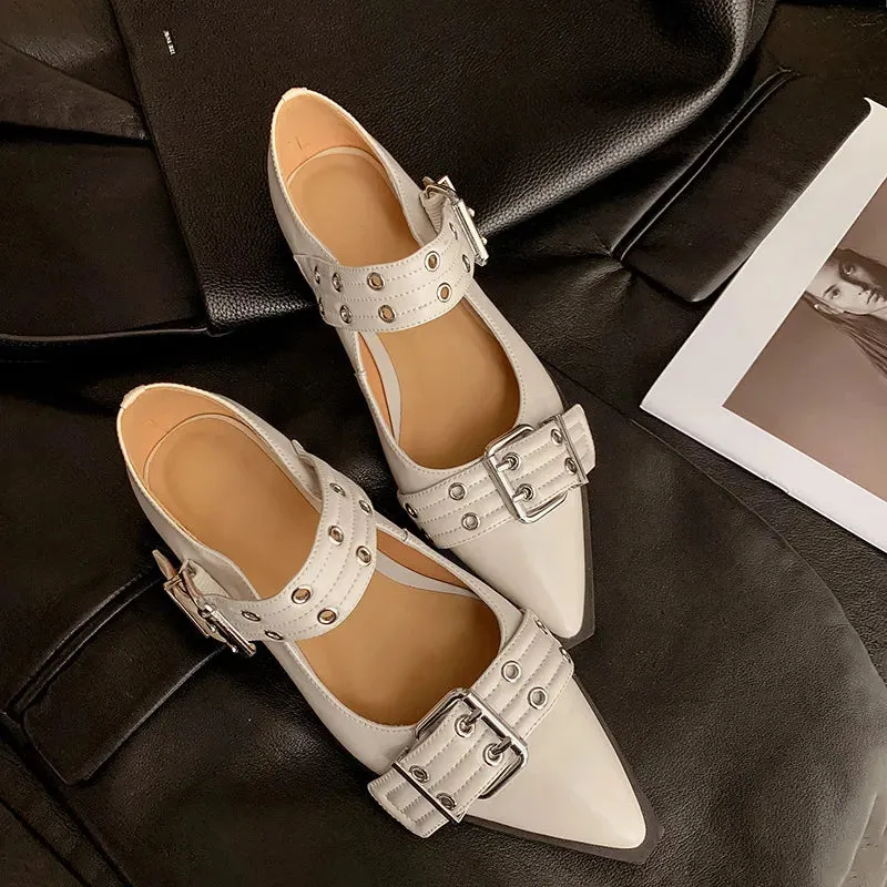 Point Toe Buckle Slip-Ons