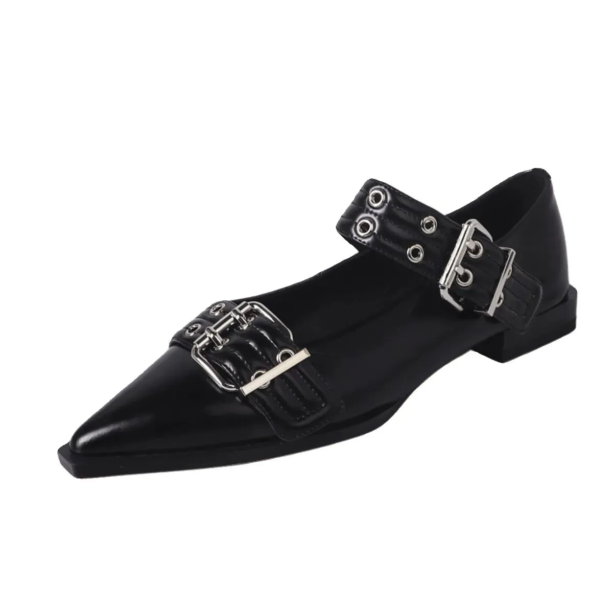 Point Toe Buckle Slip-Ons