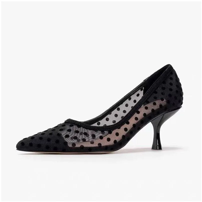 Pointed Toe High Polka Dot Heels