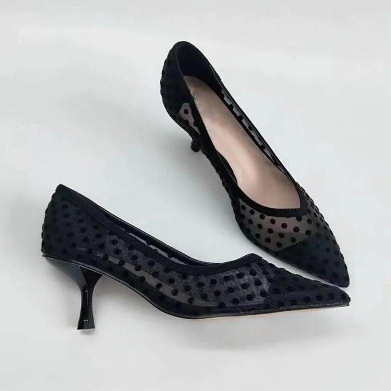 Pointed Toe High Polka Dot Heels