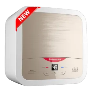 Racold Omnis DG 25L 5 Star Storage Water Geyser (Sandstorm Gold) | Smart Bath Logic | Touch Control | Auto Diagnosis | Enamel Tank | 8 Bar Pressure | Free Installation & Pipes | 2kW | Vertical Mount