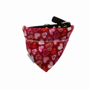 Red Glitter Hearts Dog Bandana