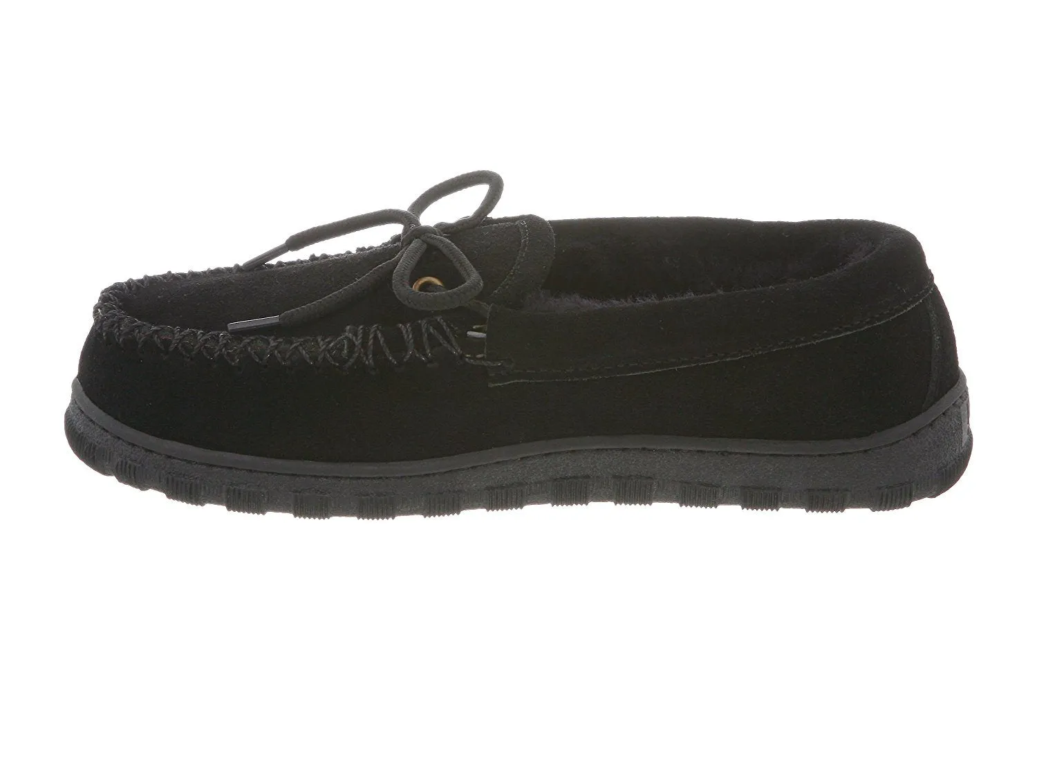 RJ's Fuzzies Womens Leather Moccasins Slippers (Black, 5)