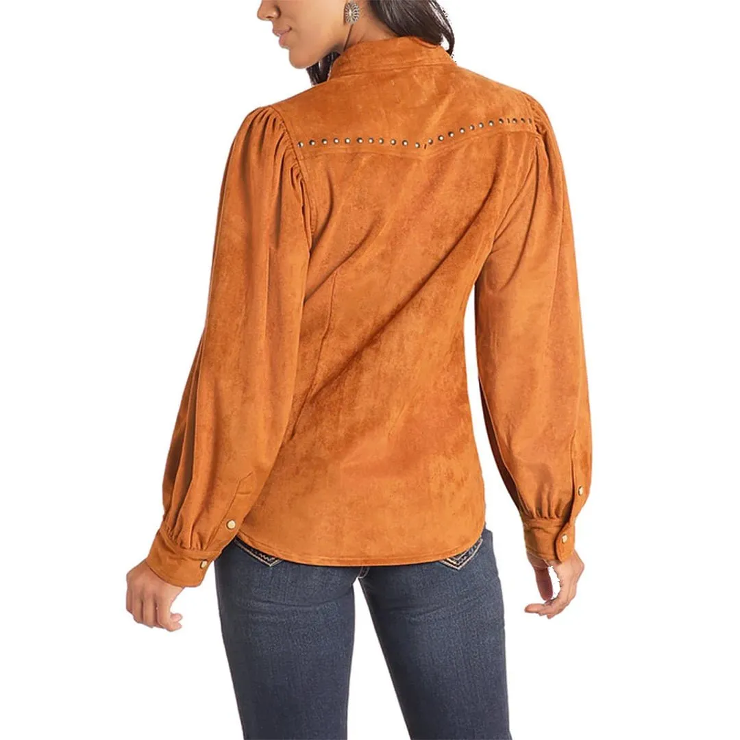 Rough Stock Women's Sued Long Sleeve Snap Shirt