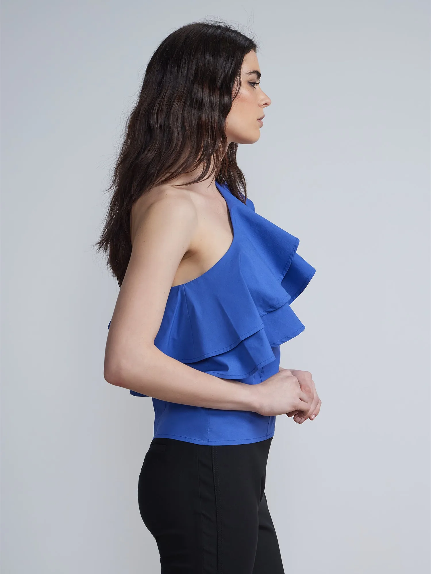 Ruffle Front One Shoulder Top