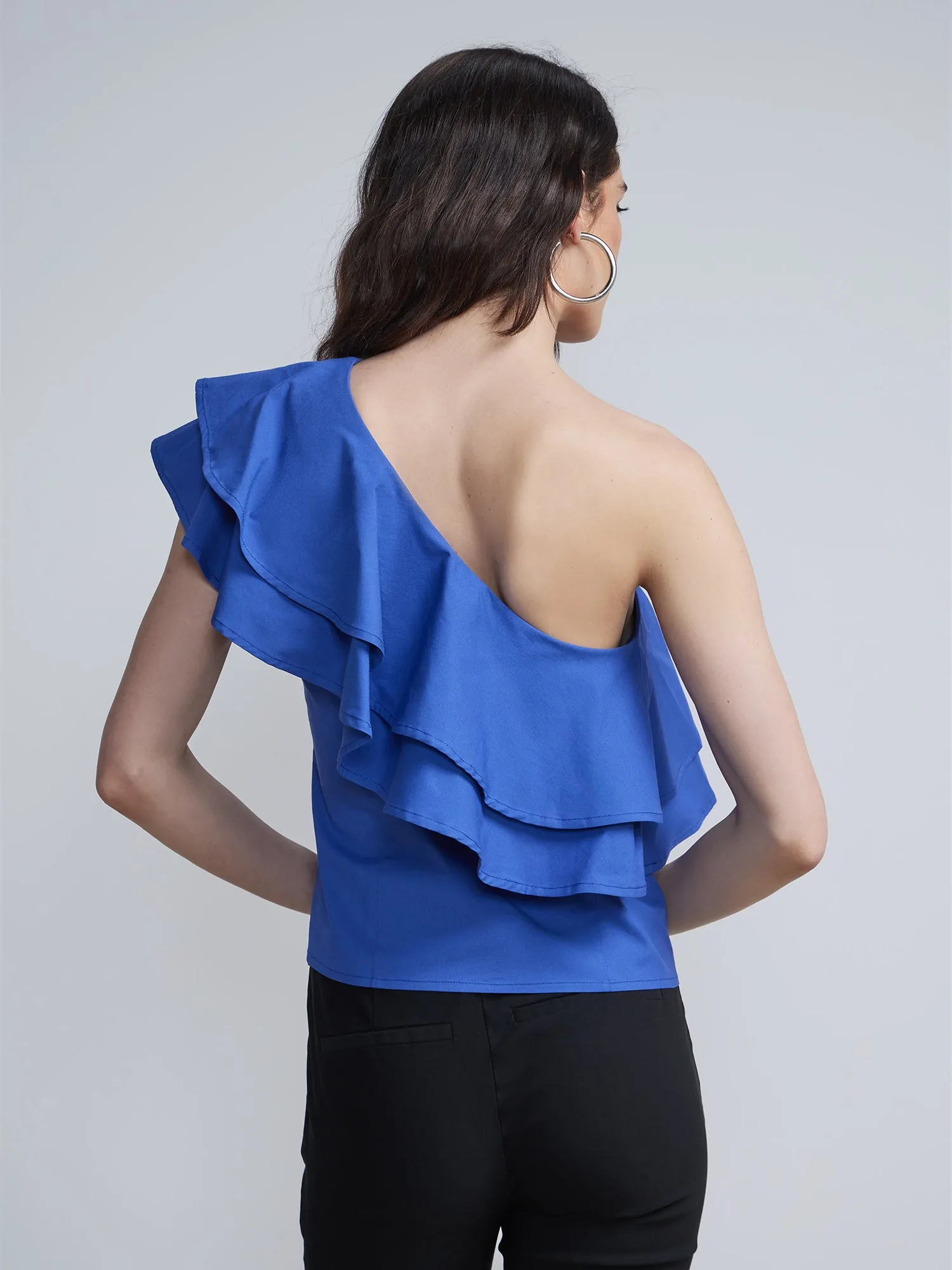 Ruffle Front One Shoulder Top