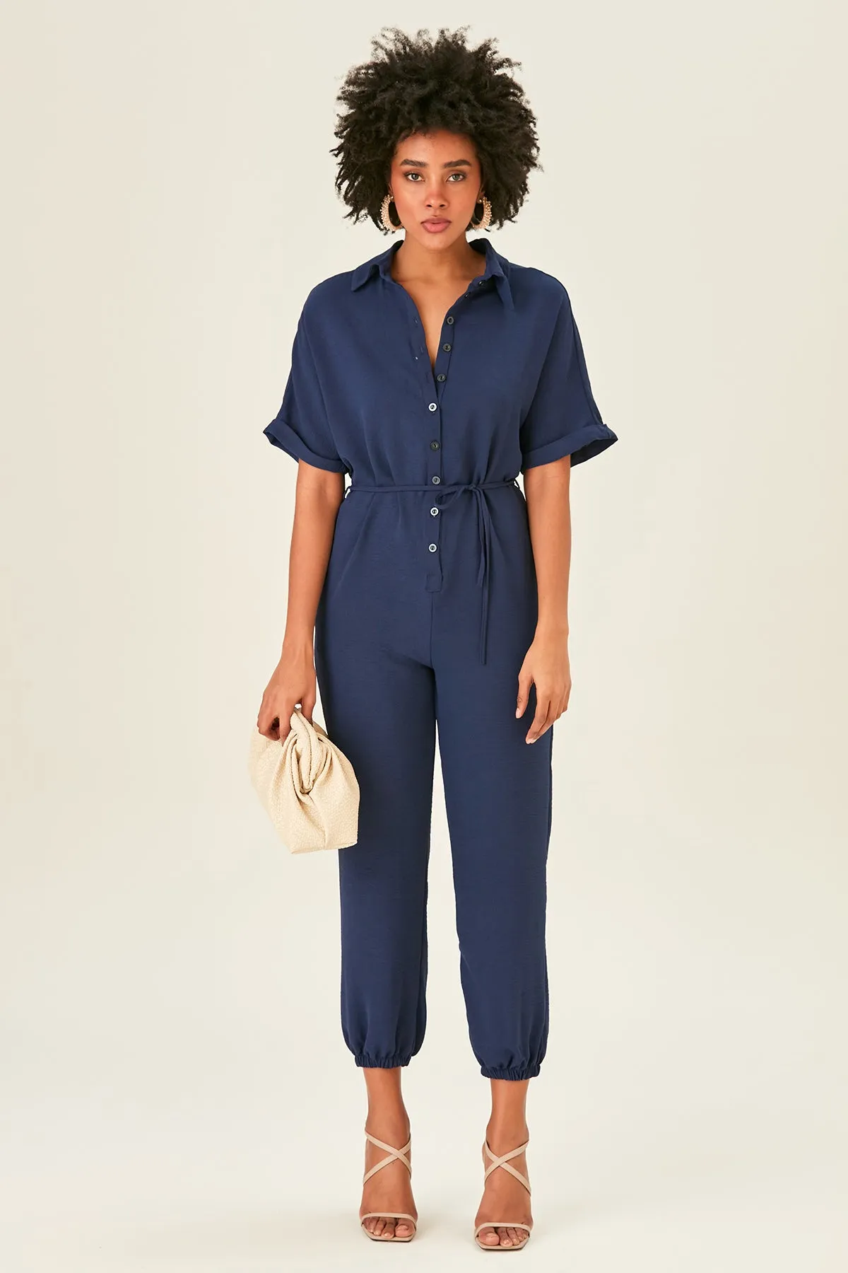 Shirt Jumpsuit in Navy