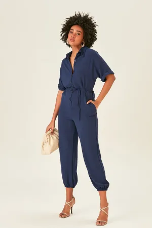 Shirt Jumpsuit in Navy