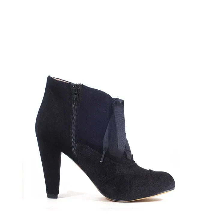 Taylor Black Velvet Ankle Boot by Chelsea Crew
