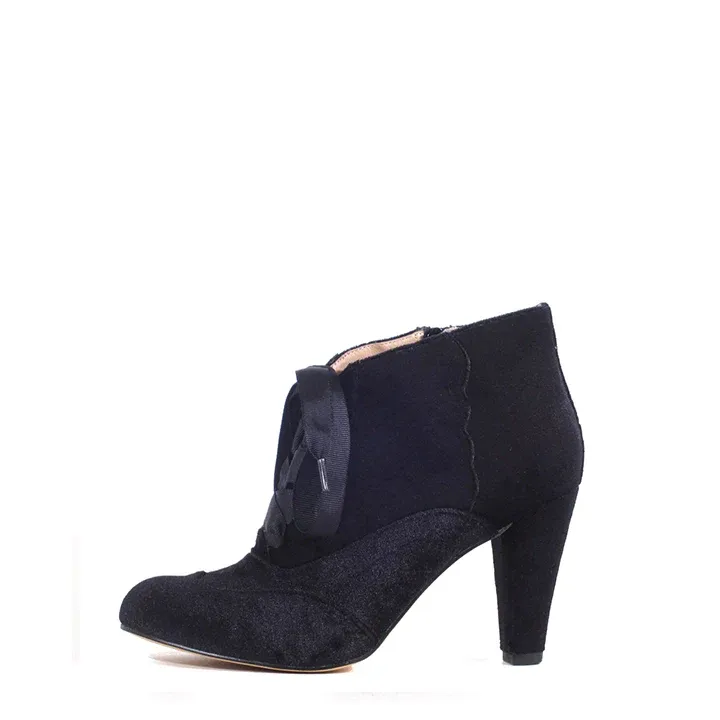 Taylor Black Velvet Ankle Boot by Chelsea Crew