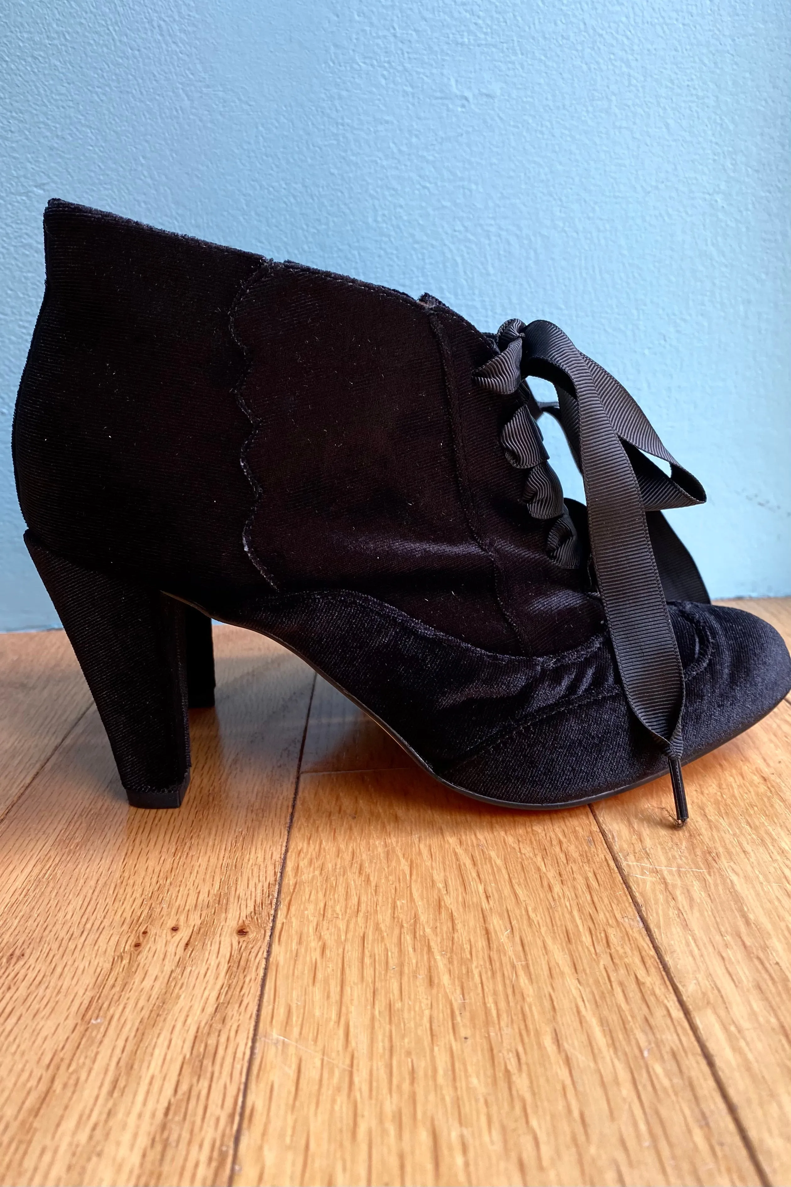 Taylor Black Velvet Ankle Boot by Chelsea Crew