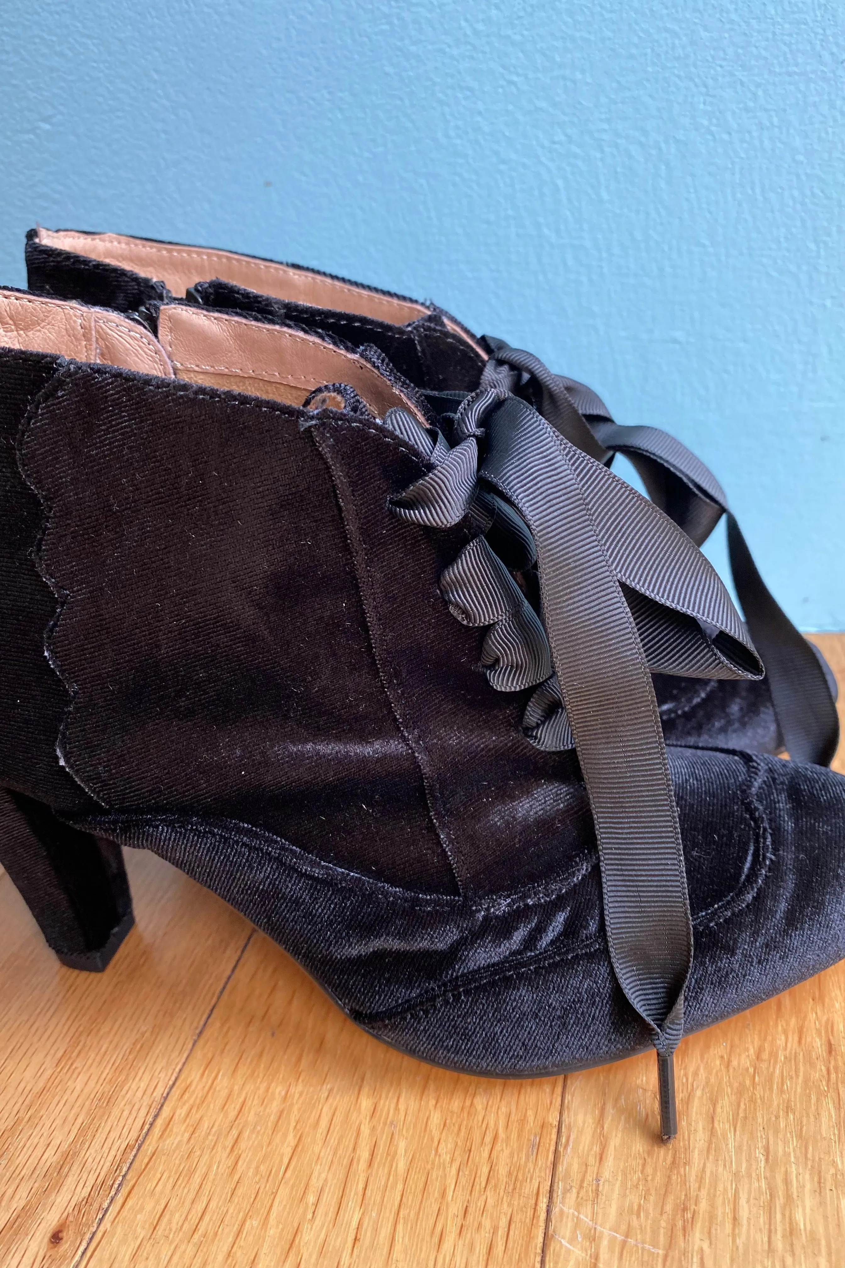Taylor Black Velvet Ankle Boot by Chelsea Crew
