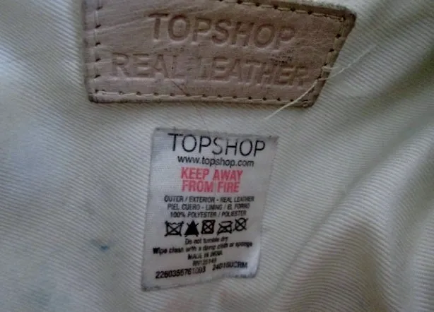 TOPSHOP GENUINE LEATHER satchel shoulder saddle bag tote WHITE CREME Briefcase