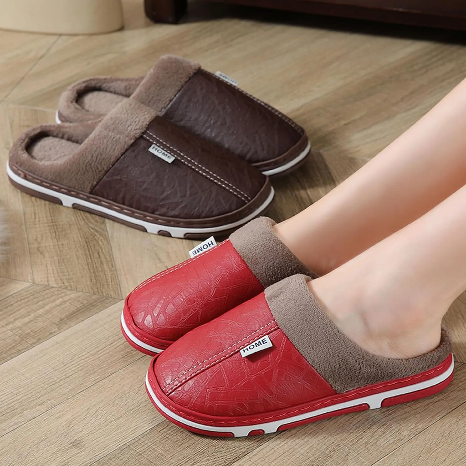 Unisex House Slippers Slip on Fuzzy Memory Foam Slippers Scuff Outdoor Indoor Warm Plush Bedroom Shoes Cloud Slides