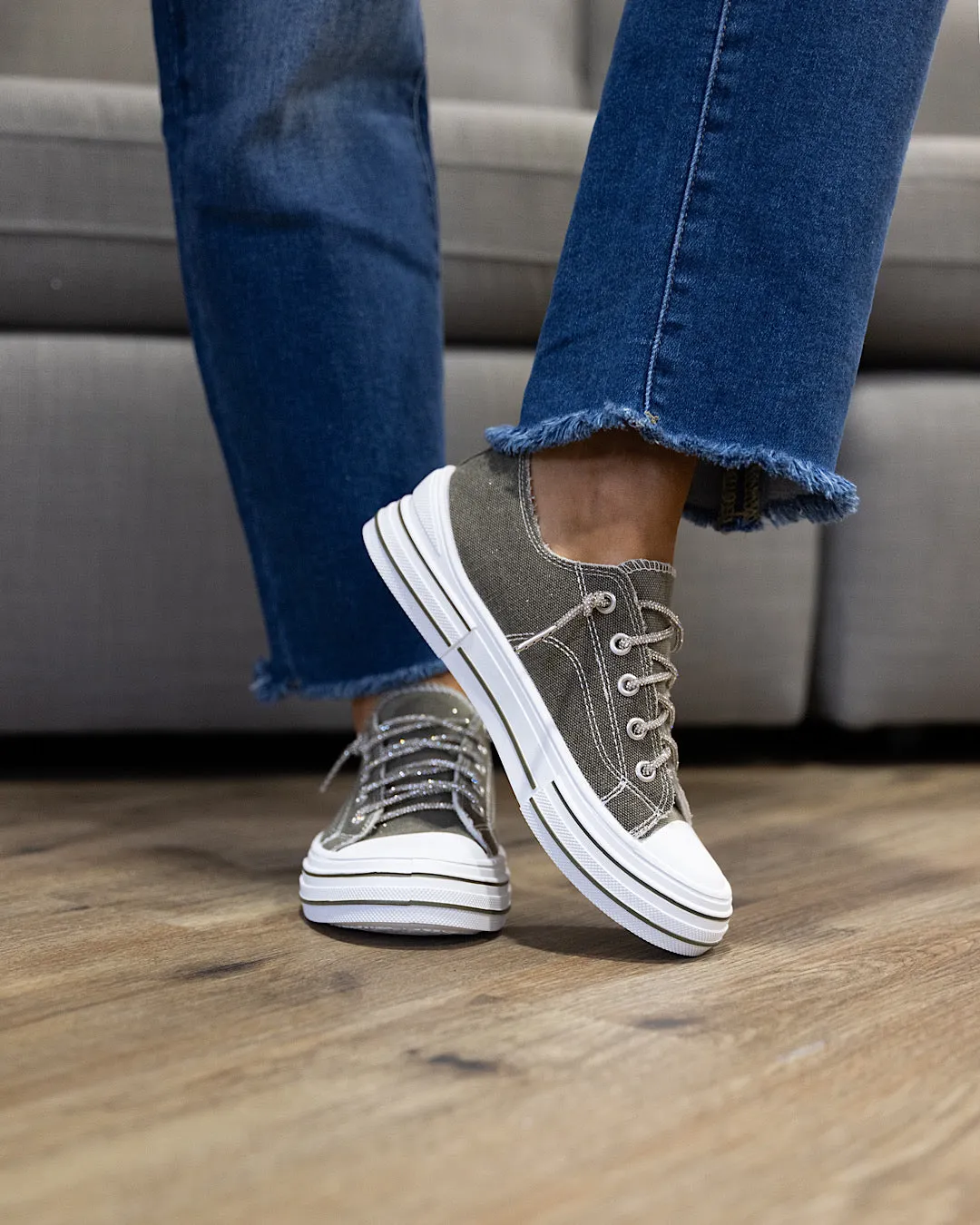 Very G Aman Sparkle Sneakers - Khaki