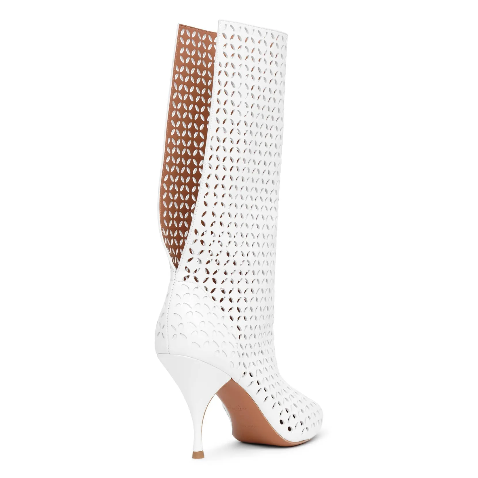 Vienne white leather boots