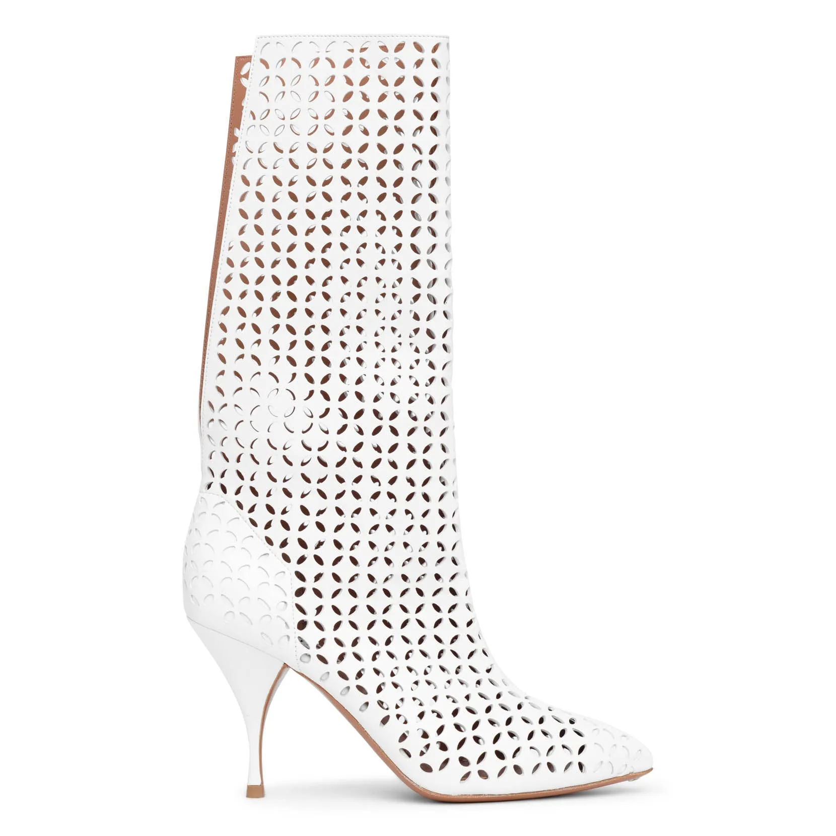 Vienne white leather boots