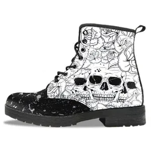 Vintage Floral Skull Boots