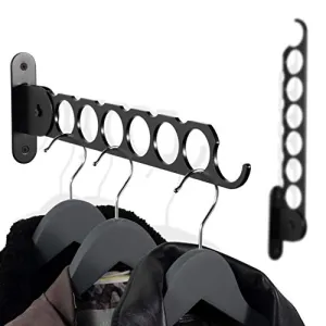 Wallniture Wardrobe Organizer Wall Mounted Clothes Bar Steel Black 14.5 Inch Set of 2