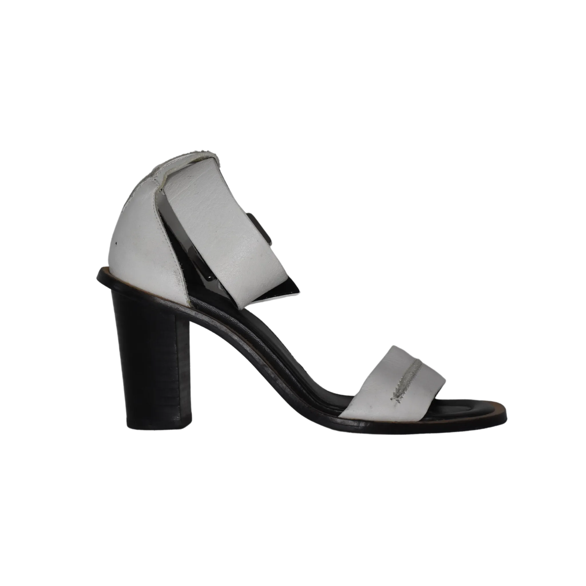 Whistles Open-Toe Block Heels w Buckle White Size 36 SKU 000279-5