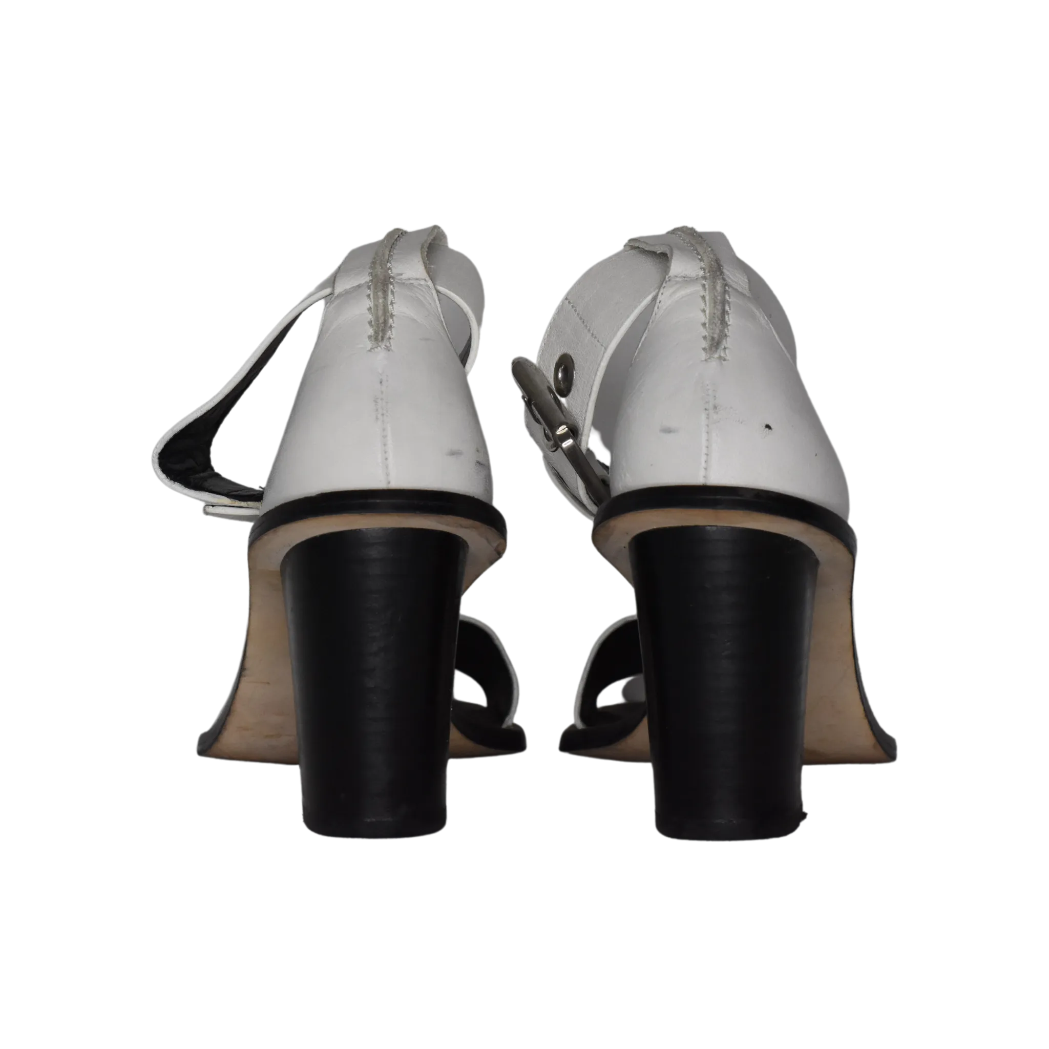 Whistles Open-Toe Block Heels w Buckle White Size 36 SKU 000279-5
