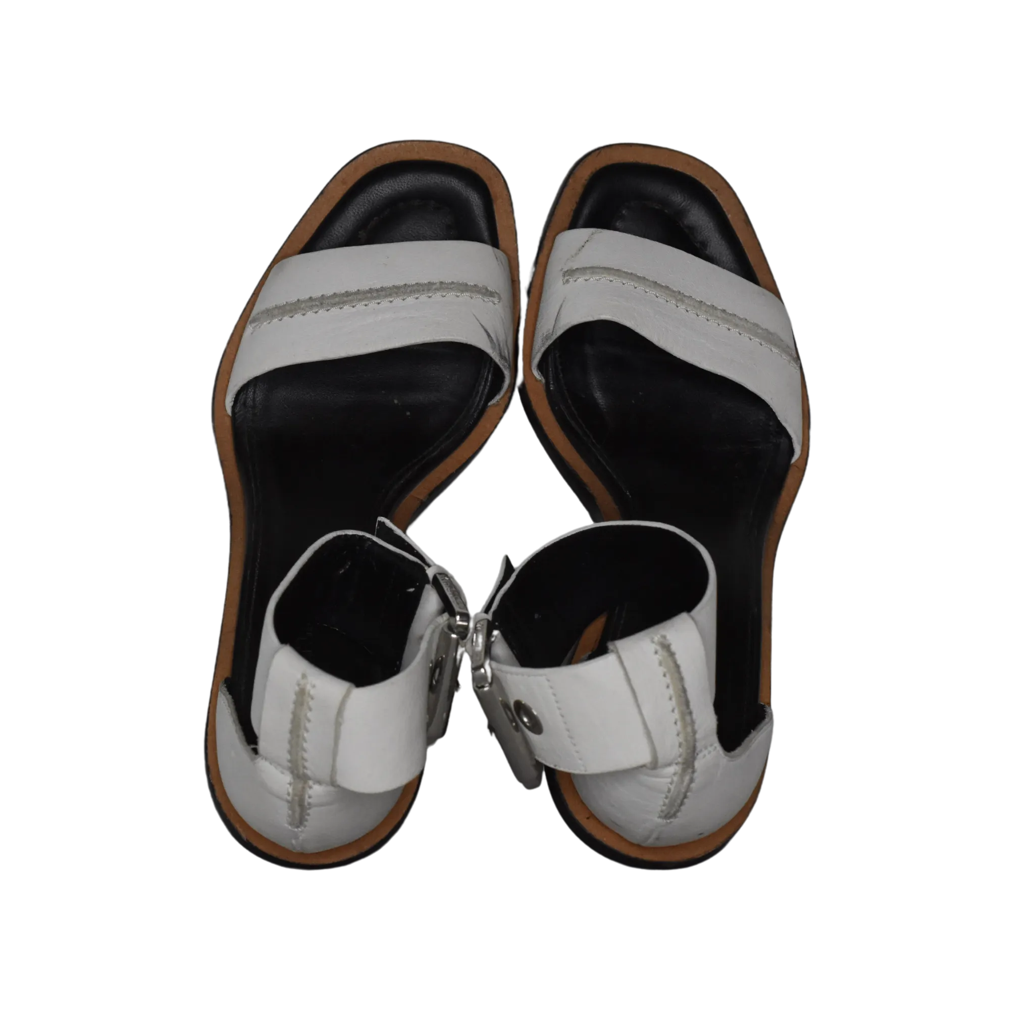 Whistles Open-Toe Block Heels w Buckle White Size 36 SKU 000279-5