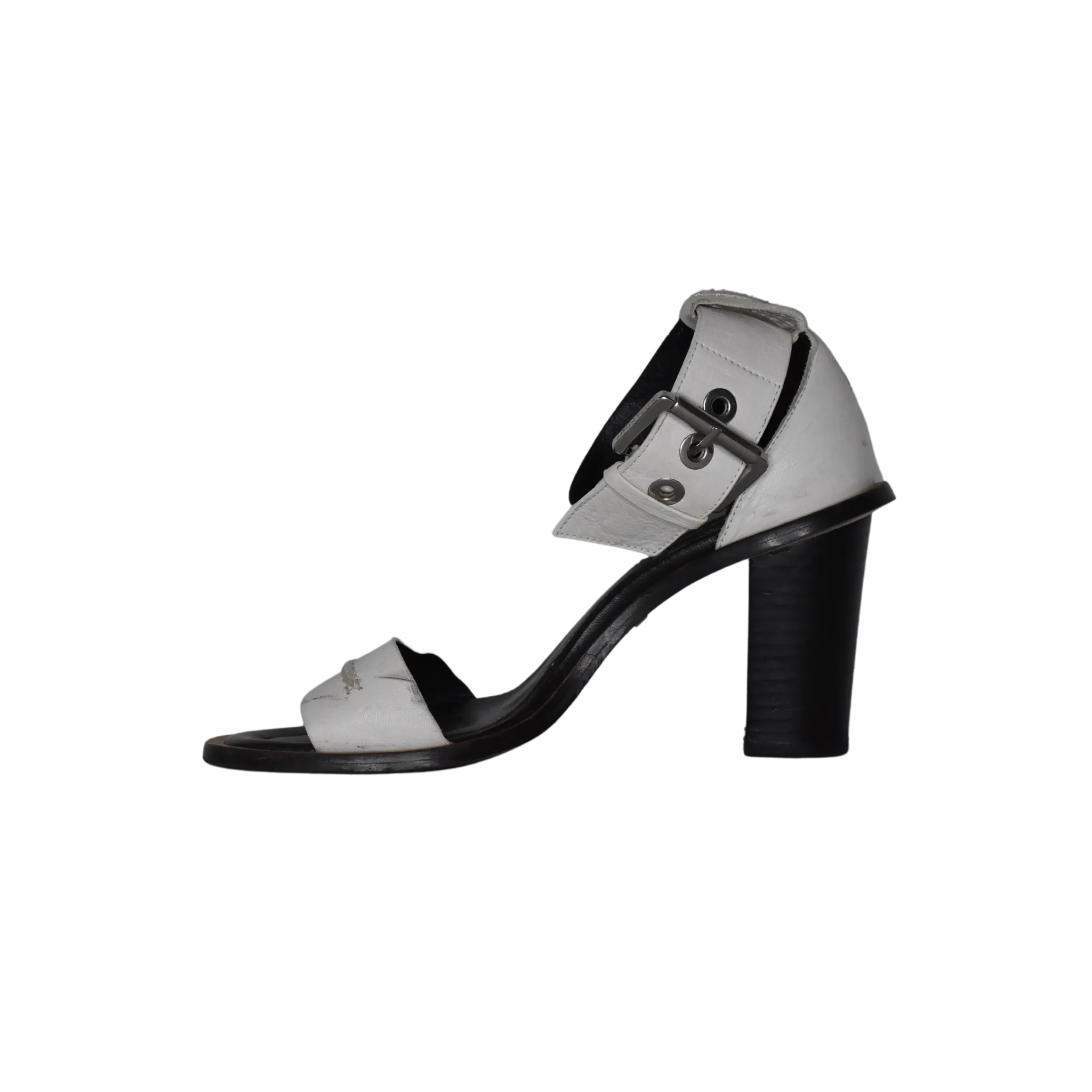 Whistles Open-Toe Block Heels w Buckle White Size 36 SKU 000279-5