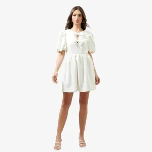 White Bow Tie Mini Dress