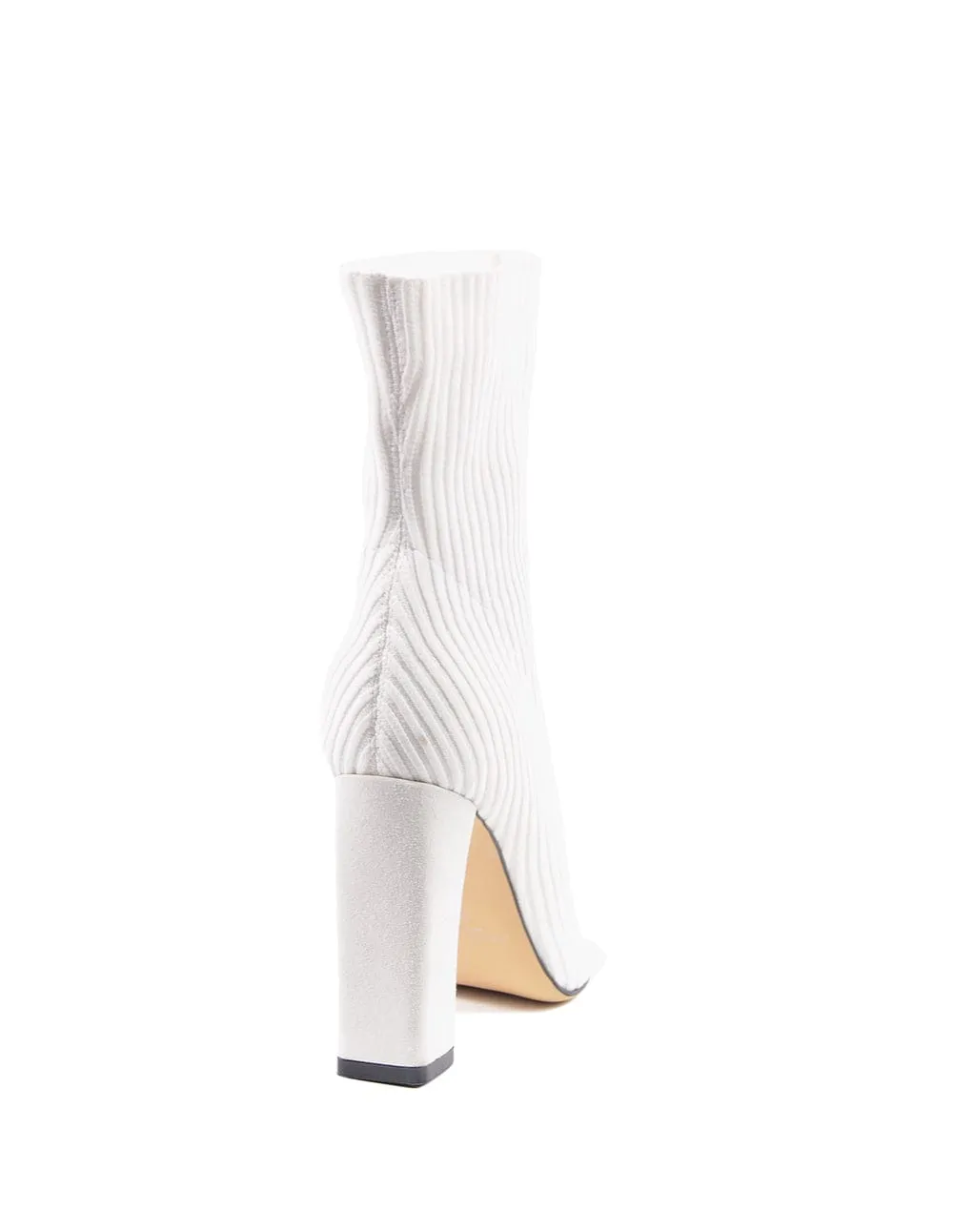 Women Elastic Knit Point Toe Middle Heel Ankle Boots